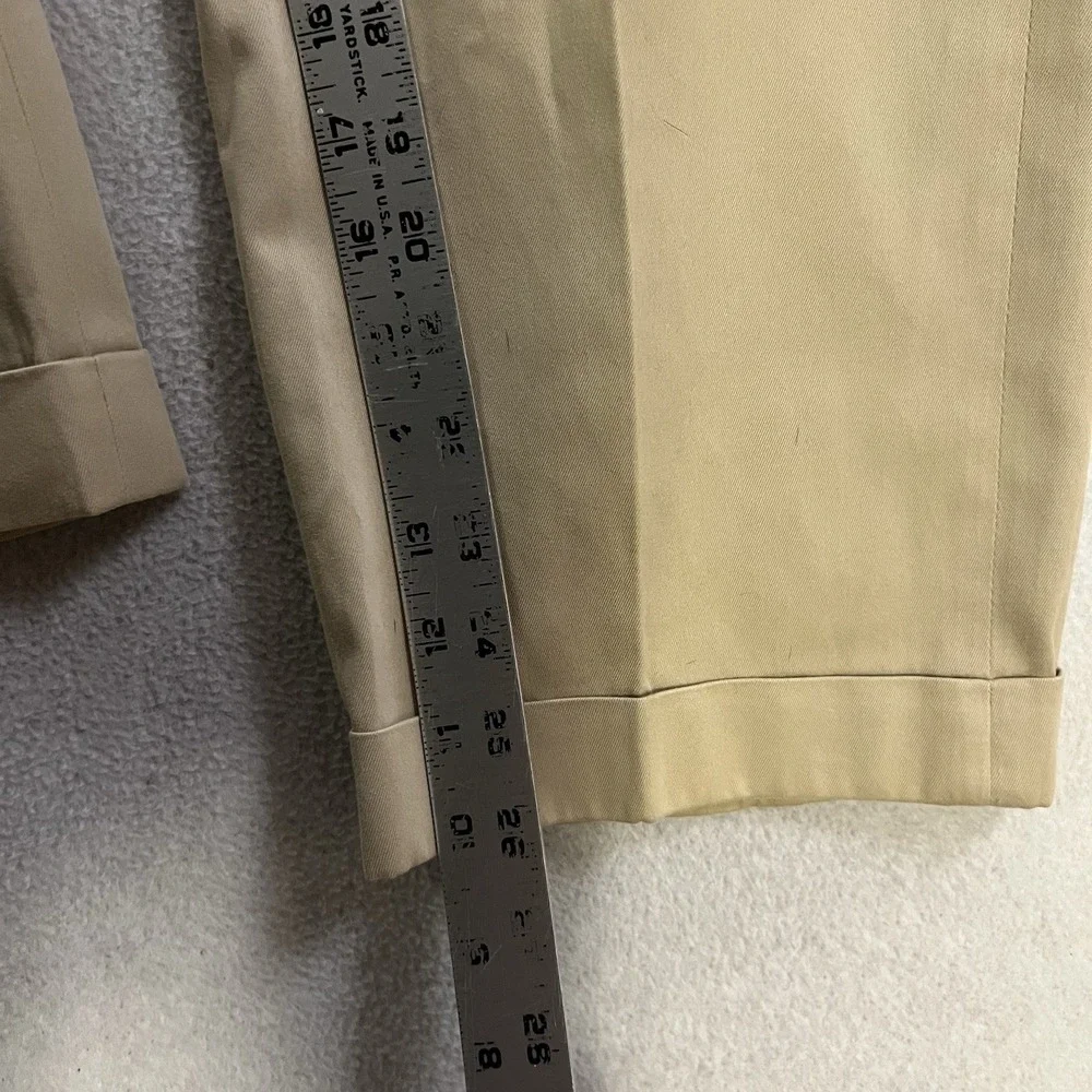 Ben Silver English Drills Chino Pants Mens 37x26 Beige Cotton Cuffed USA Khaki